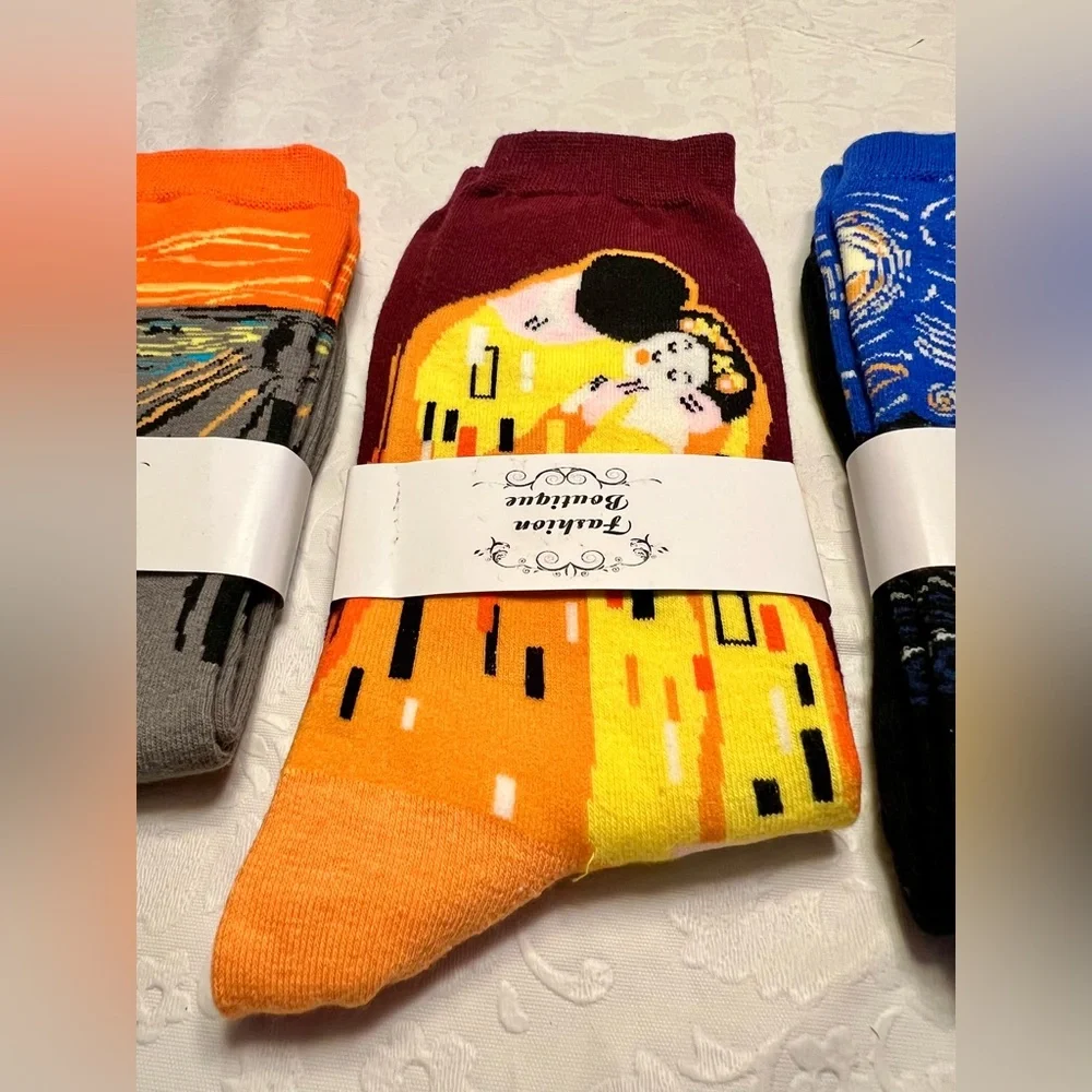 Vibrant Artistic Socks Collection - Set of 4 Pairs